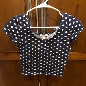 Navy polka dot crop top!